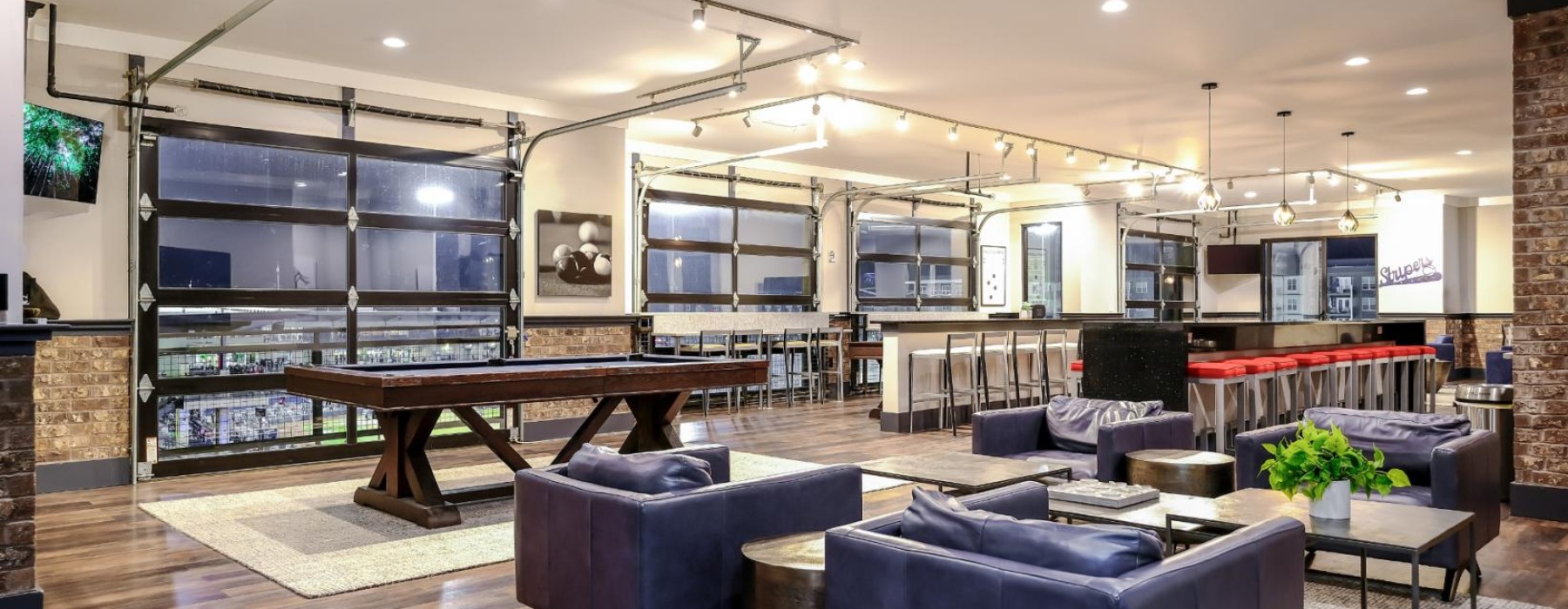 a room with a table and chairs