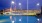 a pool with a row of flags
