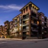 exterior of a building on a street corner with the night sky in the background